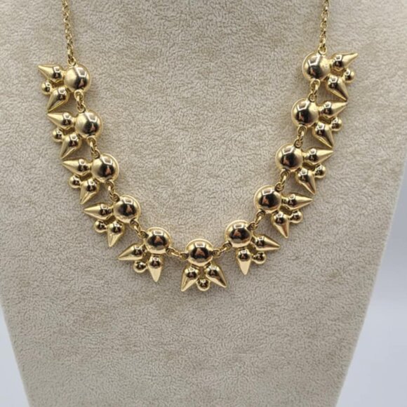 J Crew Off White Resin Beads with Gold and Clear Crystal Gold Tone Necklace NWOT - Picture 6 of 10